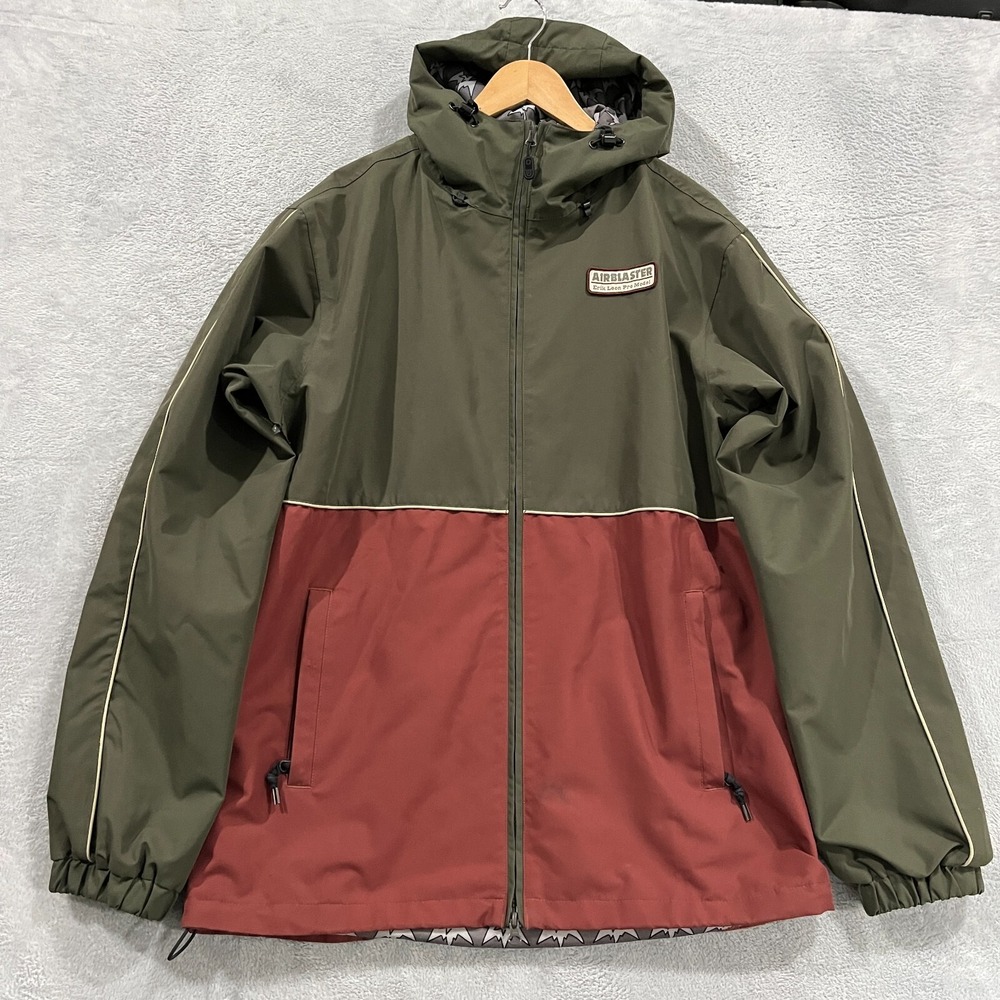 Airblaster Jacket Mens M Freedom Series Snowboard‎ Ski Green Red Zip Hooded Y2K
